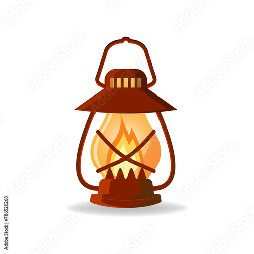 Obraz na płótnie Old lantern oil lamp vector isolated illustration w salonie