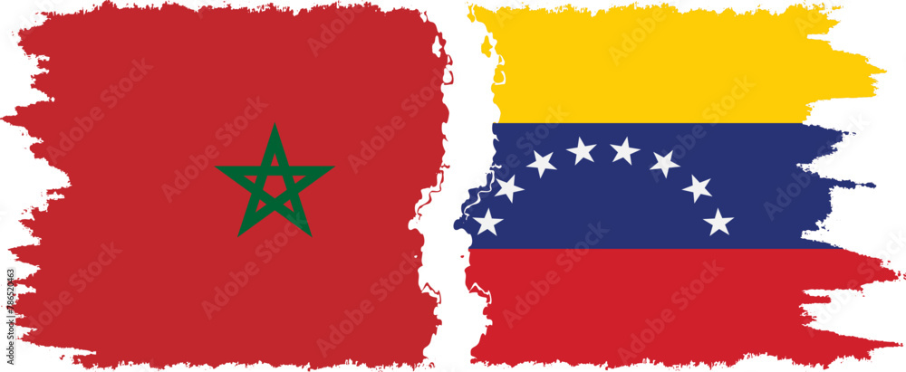 Venezuela and Morocco grunge flags connection vector Venezuela and Morocco grunge flags connection vector
