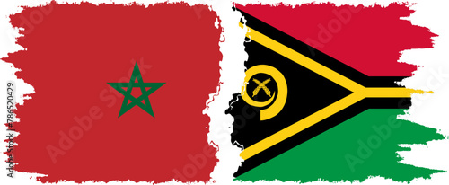 Vanuatu and Morocco grunge flags connection vector