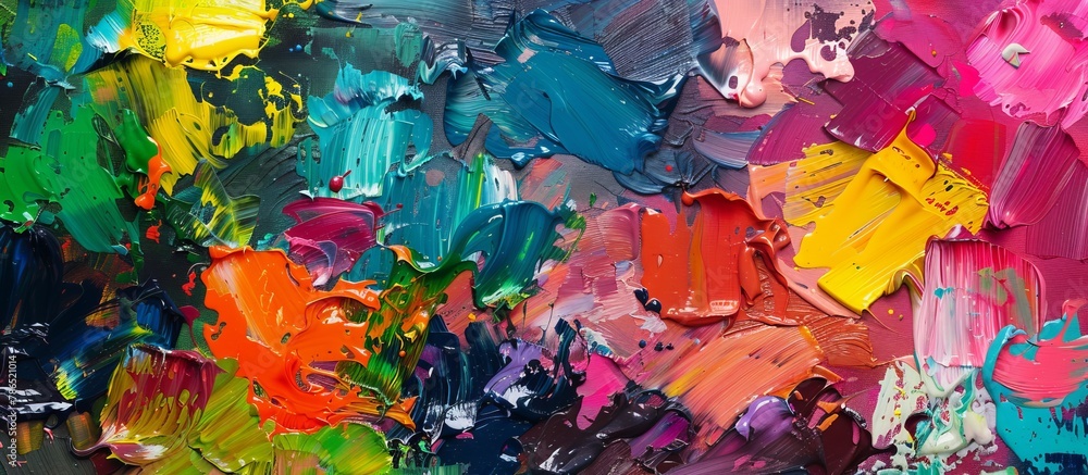 Palette with colorful paints Palette with colorful paints