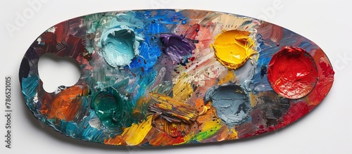 Palette with colorful paints 