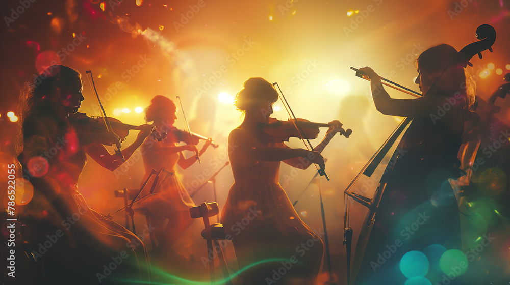 Fototapeta premium Musicians performing a concert for unity and harmony. Happiness, love, health, tolerance