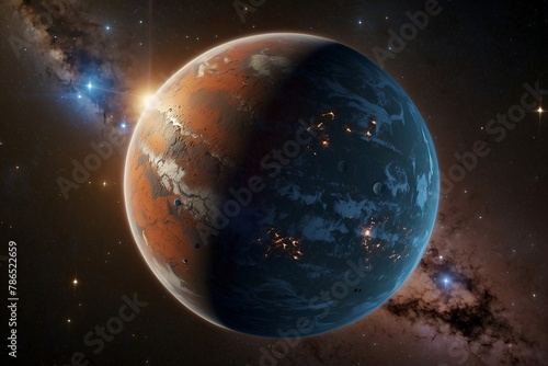 Planet in space closeup 