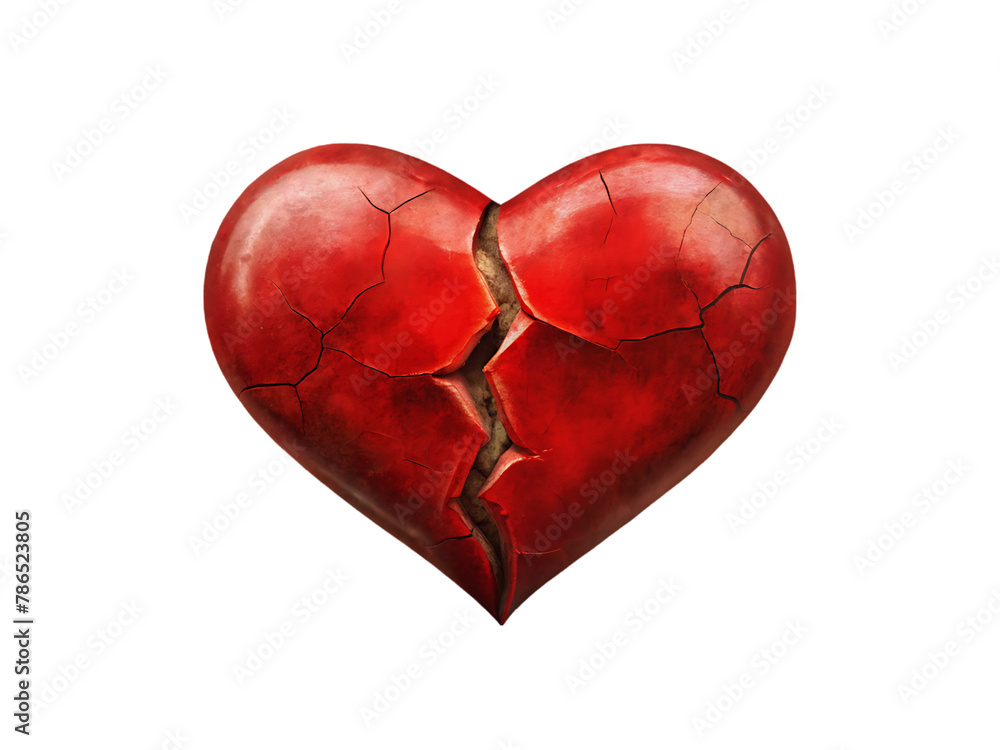 red heart with cracked red heart with cracked