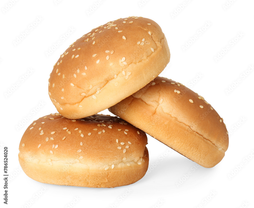 Many fresh burger buns isolated on white Many fresh burger buns isolated on white