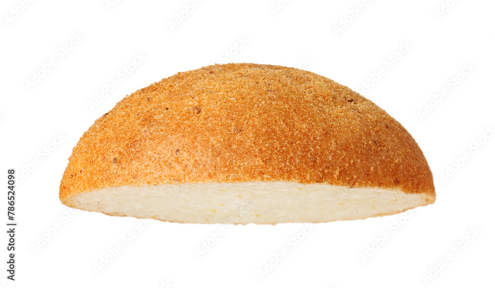 Half of fresh burger bun isolated on white Half of fresh burger bun isolated on white