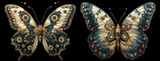 Two decorative butterflies on a black background
