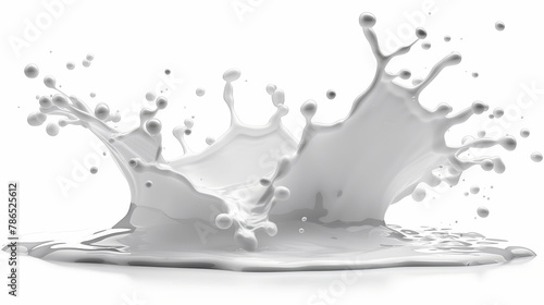 Dynamic Milk Splash on a White Background..