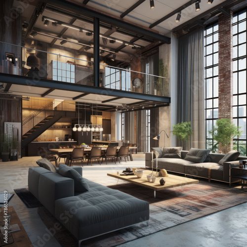 modern design loft living room in the luxury apartment  © kora