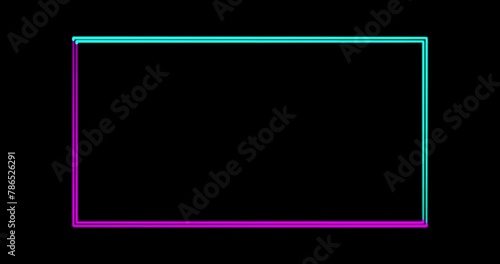 Neon Facecam overlay. Seamless loop. Animated facecam or webcam. Neon lights rotate and spread colorful light. Drag and drop use. Purple and Green on black background. photo