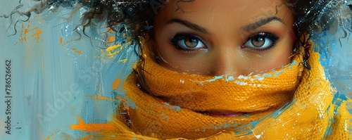 Lady with scarf, elegance wrapped in warm hues photo