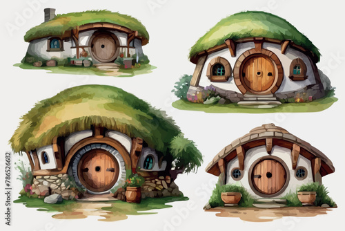 Small old house made of straw vector illustration