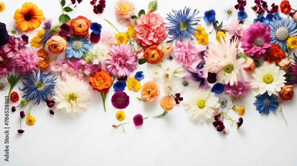 colorful flowers on white background 