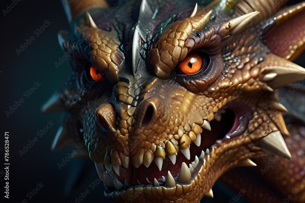 Mad dragon destroying the world. Angry reptile with a growl giving a death stare.generative.ai Mad dragon destroying the world. Angry reptile with a growl giving a death stare.generative.ai