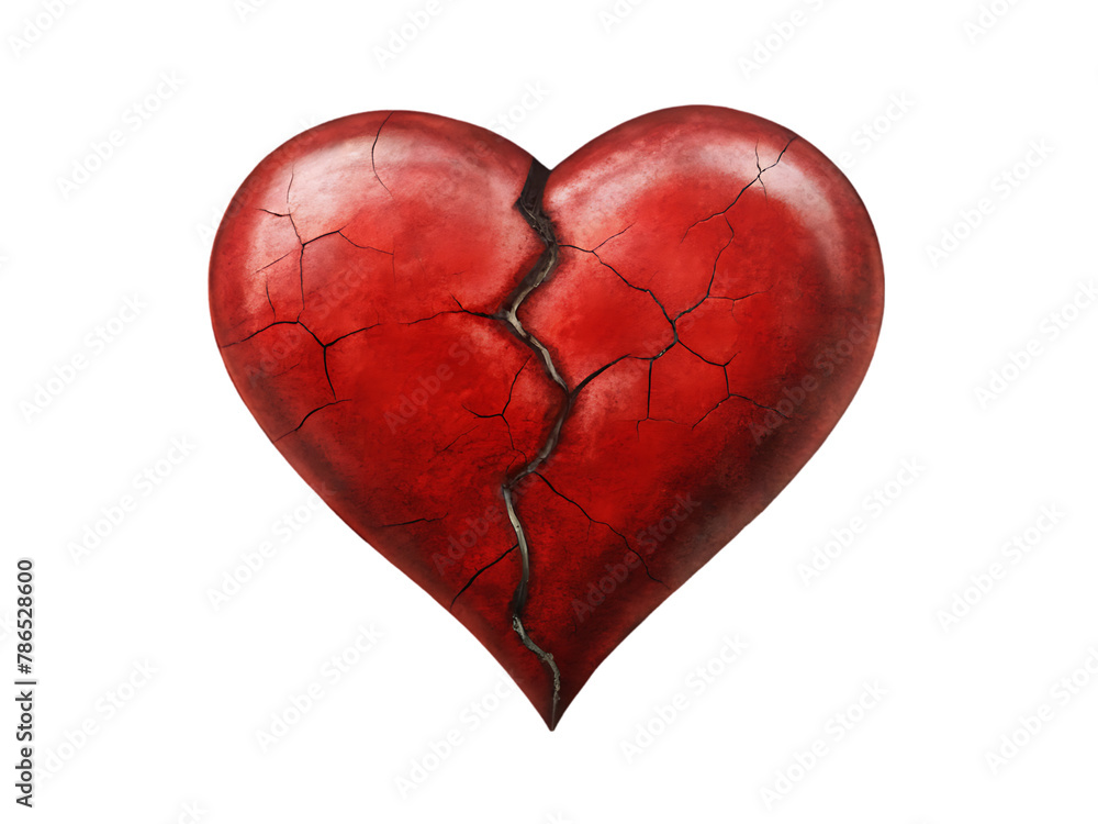 red heart with cracked red heart with cracked