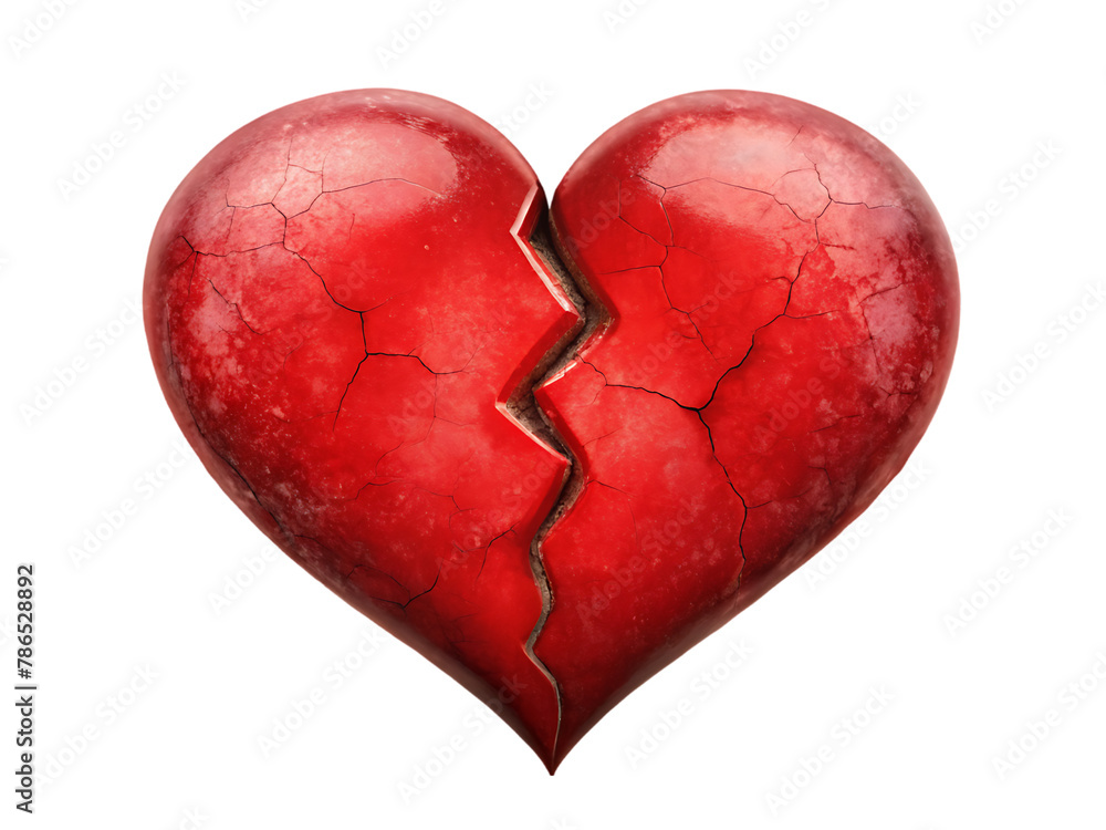 red heart with cracked red heart with cracked