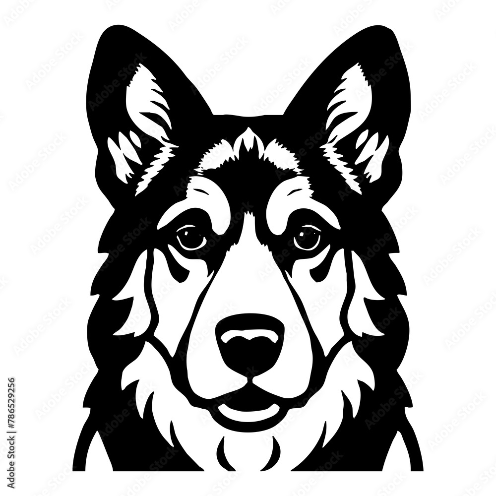 Dog . Animal black and white illustration . Logo design, for use in graphics. Generated by Ai Dog . Animal black and white illustration . Logo design, for use in graphics. Generated by Ai