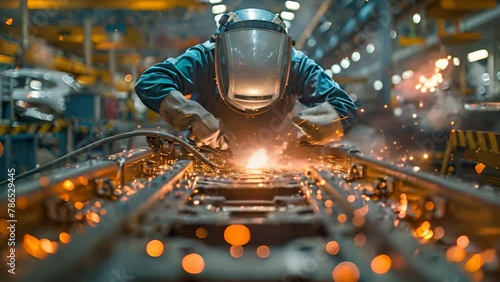a welder in a factory.generative ai photo