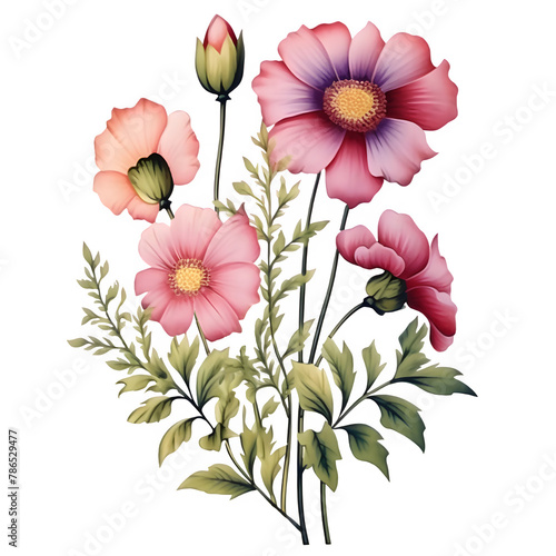 Wild Flowers Illustration PNG, Transparent Background