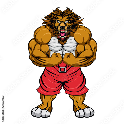 lion mascot vector art illustration strong lion design photo