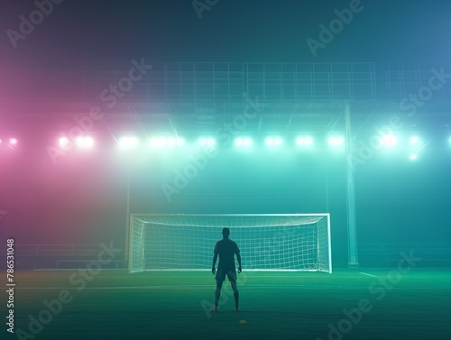 soccer player at soccer stadium. ready for game in front of the soccer goal © Muhammad