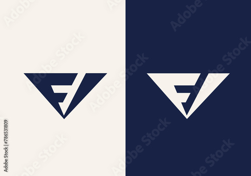 F V Logo Vector Illustration Design With Triangular Shape For E-Commerce, IT, Company, Super,A, B, C, D, E, F, G, H, I, J, K, L, M, N, O, P, Q, R, S, T, U, V, W, X, Y, Z  photo