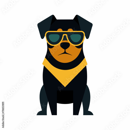 rottweiler wearing sunglasses vector illustration