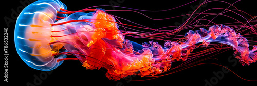 A jellyfish with red and orange tentacles © JVLMediaUHD