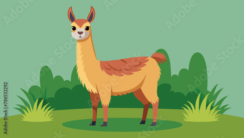 Vector illustration of cute character south America lama. Isolated cartoon baby llama. Hand drawn Peru animal guanaco, alpaca, vicuna. Drawing for print, fabric.