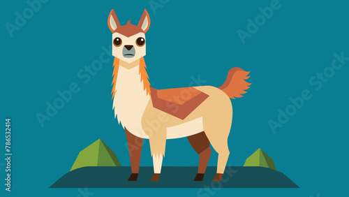 Vector illustration of cute character south America lama. Isolated cartoon baby llama. Hand drawn Peru animal guanaco, alpaca, vicuna. Drawing for print, fabric.