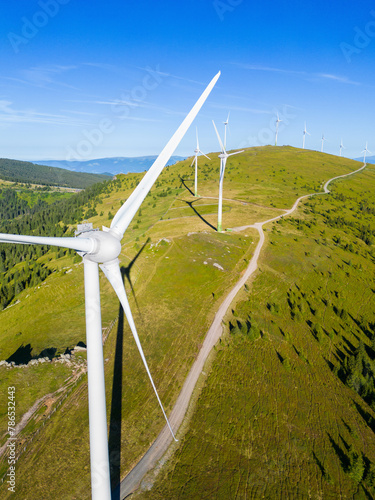 Wind energy park at the Handalm mountain range in Austria