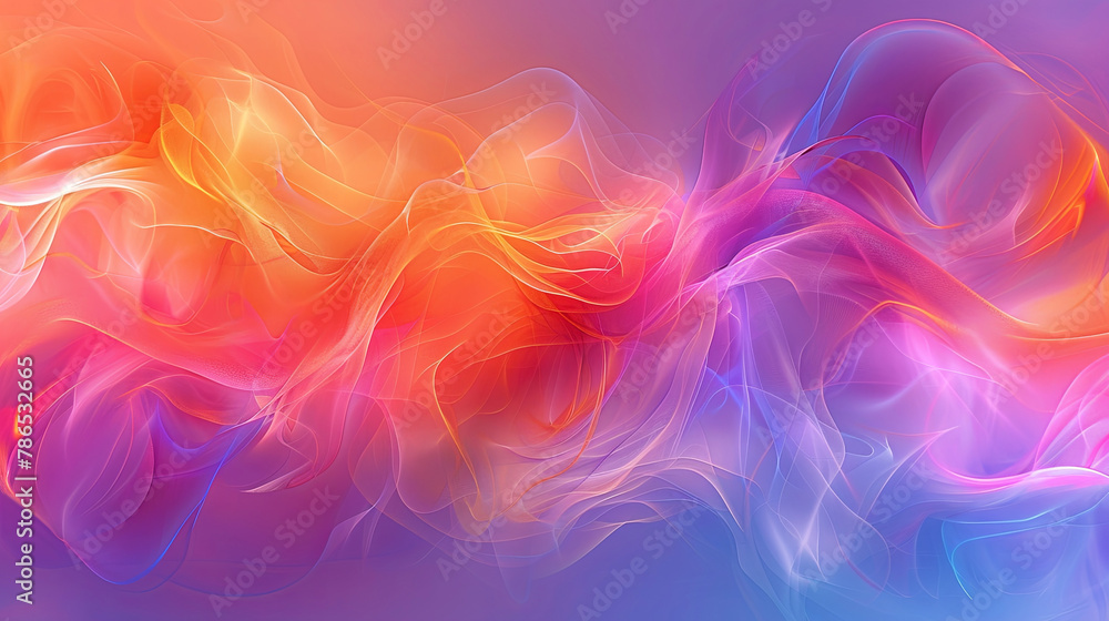 A colorful, abstract painting with a purple and orange swirl A colorful, abstract painting with a purple and orange swirl