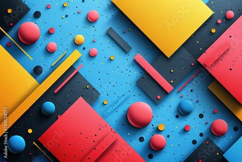 abstract background with colorful shapes and geometric elements on blue