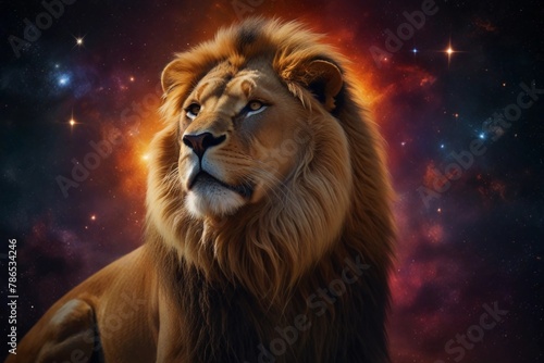  Experience the regal essence of Leo  crowned with fiery stardust  shining brightly amidst the cosmic expanse.  A Digital Artwork ar 3 2.