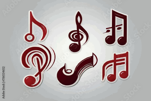 Music notes on lines collection. Musical chords with curves and swirls. vector illustration