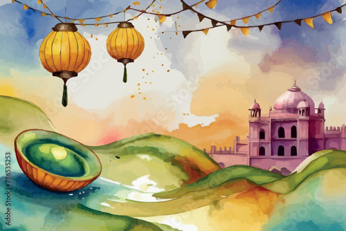 Kite design over cloudscape background, vector illustration