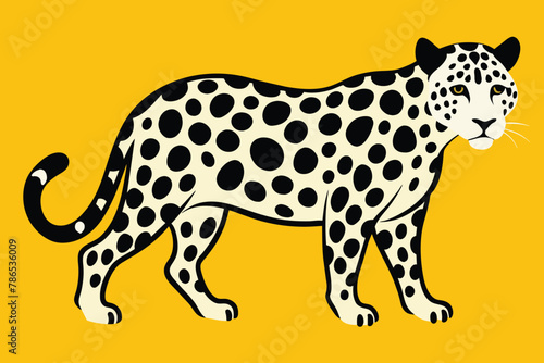 Fototapeta Naklejka Na Ścianę i Meble -  Leopard spots pattern design, black and white vector illustration background. wildlife fur skin design