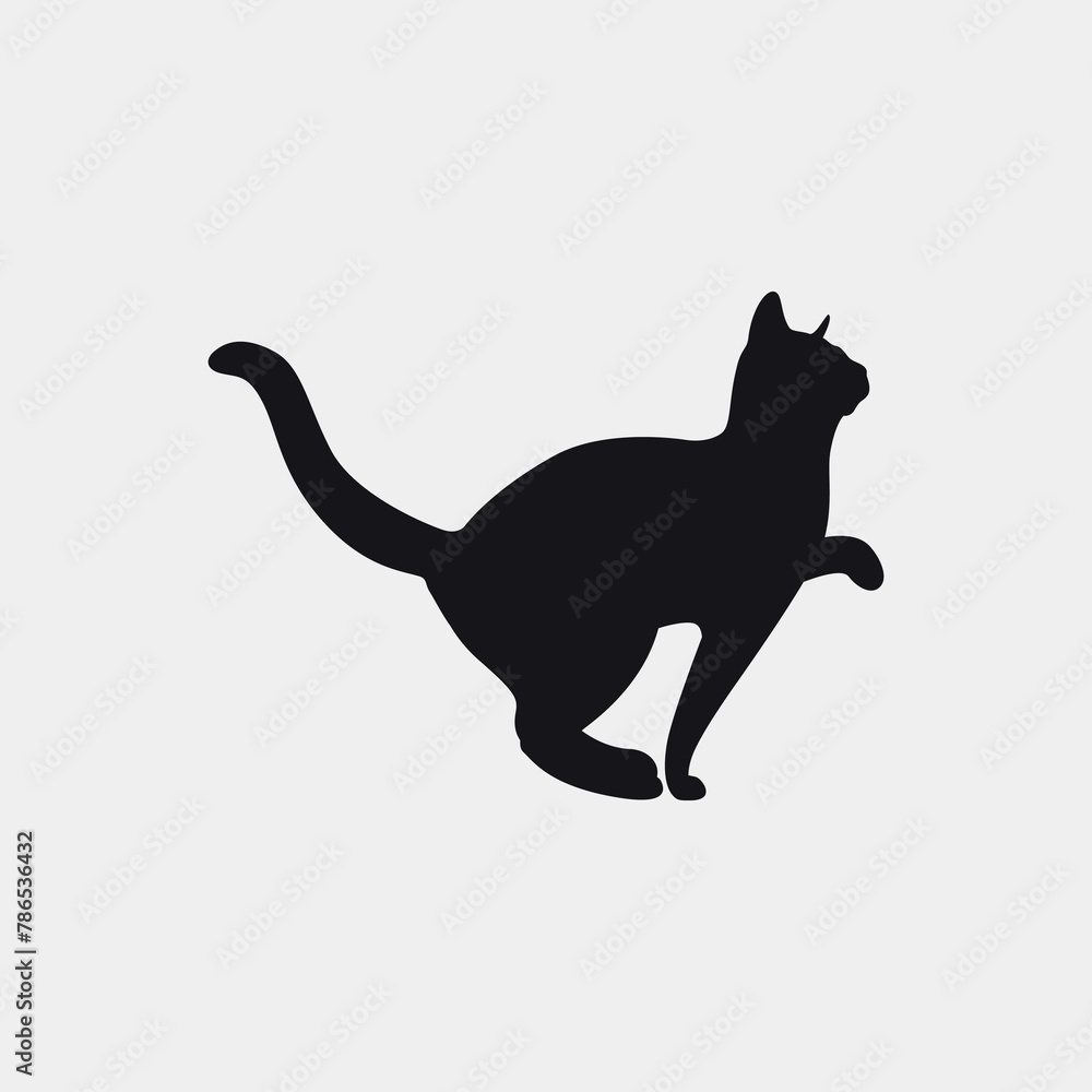 Vector cartoon funny cat sitting on white background