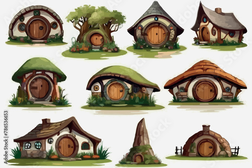 Small old house made of straw vector illustration