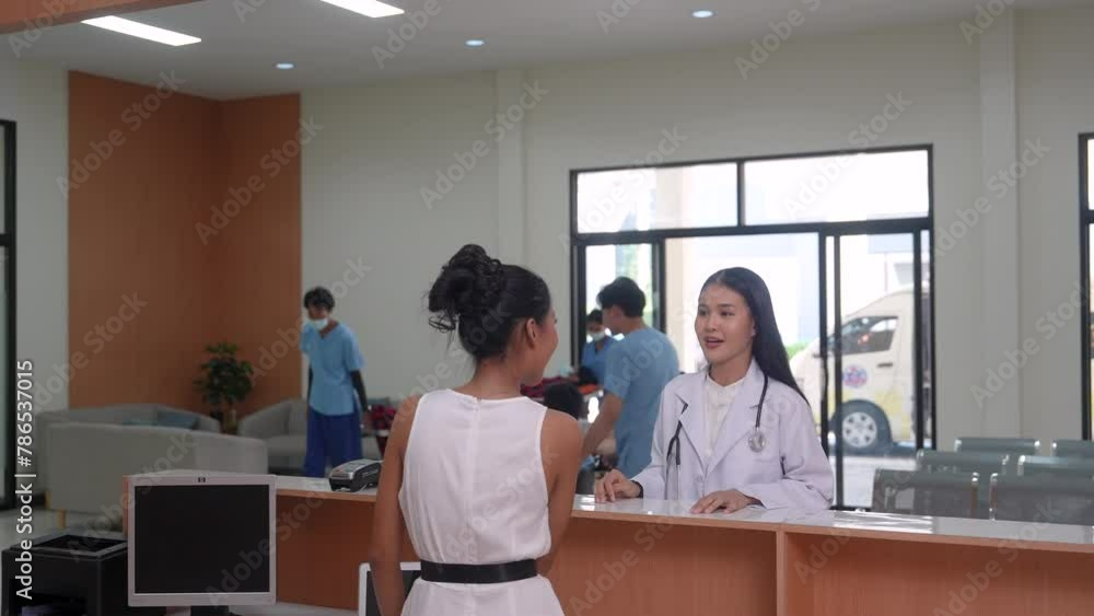 Medical staff and patients in a busy hospital reception services at information desk. many patients wait for health care specialists in a hospital waiting area. medical team doctors walking pass lobby Medical staff and patients in a busy hospital reception services at information desk. many patients wait for health care specialists in a hospital waiting area. medical team doctors walking pass lobby