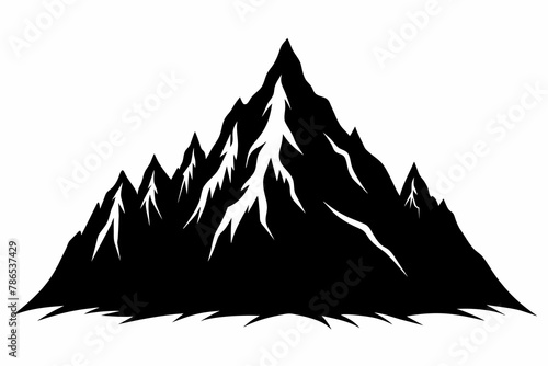 Black Mountain Silhouette on White Background. photo