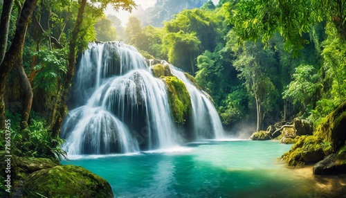 Immersing in the Splendor of Thailand s Deep Forest Waterfall