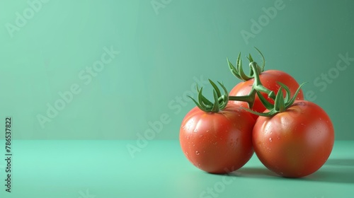 tomatoes A photorealistic illustration against pastel pastel green background with copy space for text or logo, beautifully illuminated by studio lighting