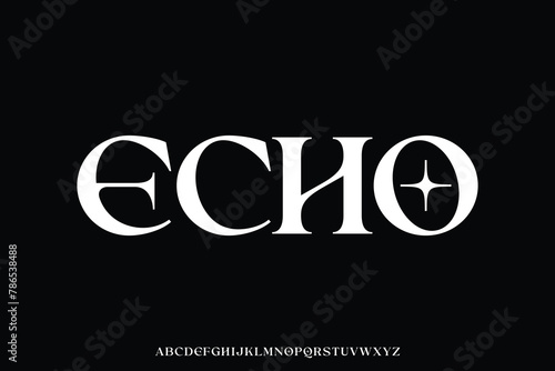 Elegant unique serif alphabet display font vector illustration