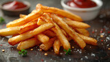 French fries served with ketchup, AI image