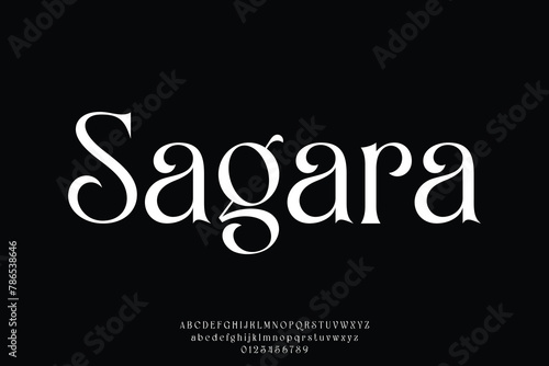 Elegant and luxury decorative alphabet display font vector. Curvy natural style typeface