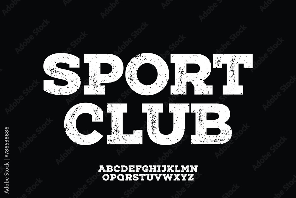 Strong sport club alphabet font vector with grunge texture Strong sport club alphabet font vector with grunge texture