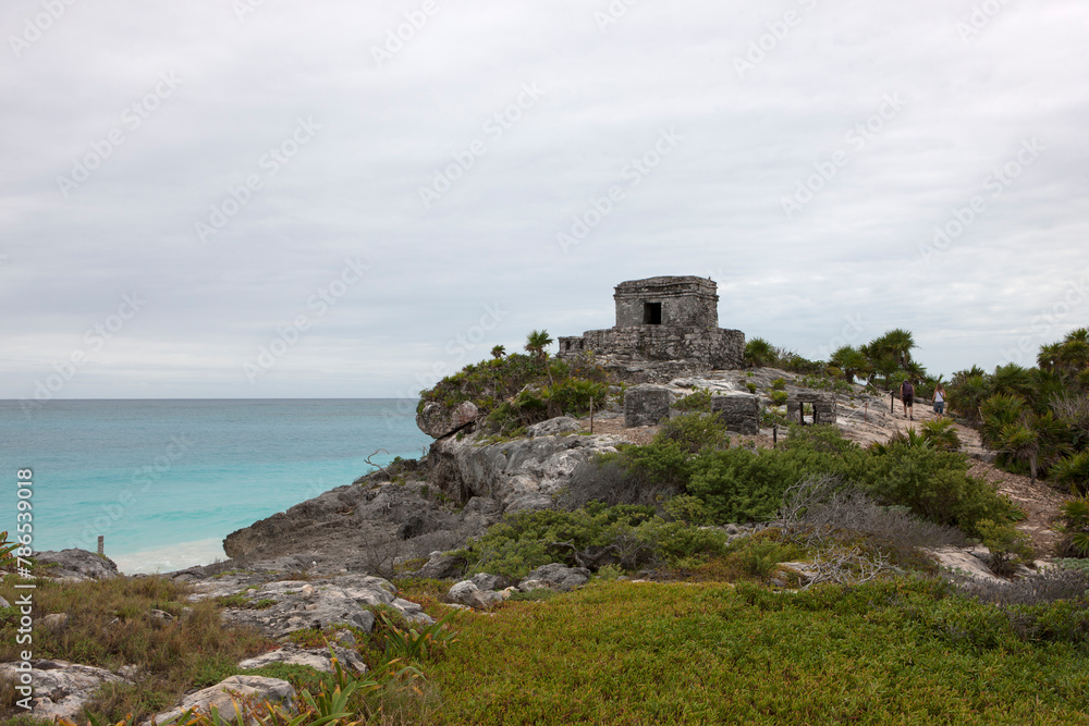 Mexico ruins of the Mayan city of Tulum on an ordinary winter day