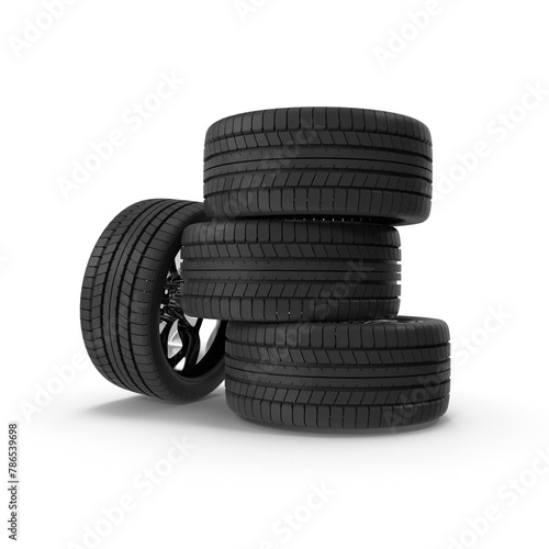 Highly Detailed Wheels and Tyres 3D Model PNG - Perfect for Automotive Design and Vehicle Customization © HarshDesigns