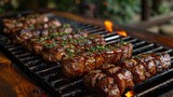 barbeque traditional Grilled meat on the grill, parrilla, asado Argentinian food grilled with lots of beef